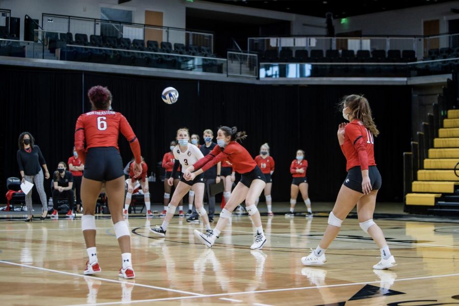 Northeastern women's volleyball against Towson in the spring