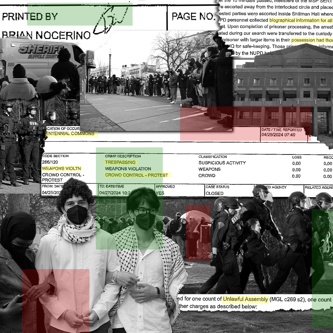 Police arrested 98 protesters at Northeastern University April 27.