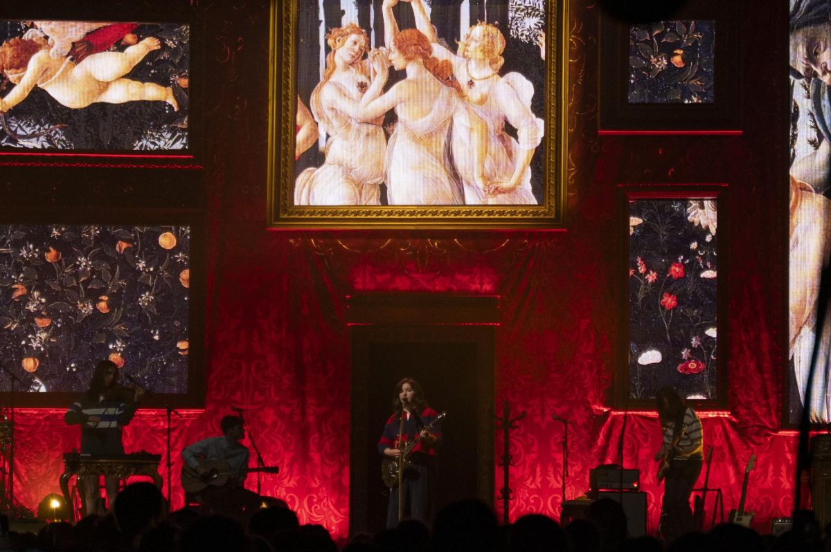 Lucy Dacus sings before the audience April 21. The artist returned to the stage in Boston in celebration of her fourth studio album, “Forever Is a Feeling.”