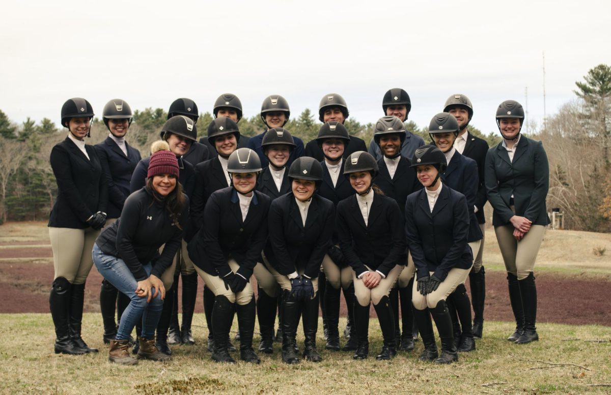 The equestrian club team poses for a photo. The team placed second in the open division at Nationals. Photo courtesy Philine Weisbeek.