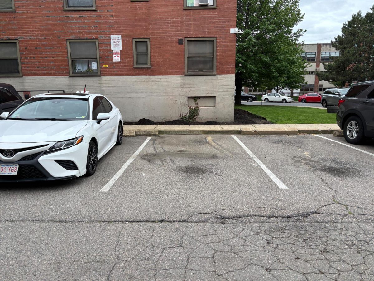 A Wentworth campus parking spot near 20 Annunciation Road and Ruggles Street. Police discovered Tatyiana Flood's body near the location in a wheelchair.